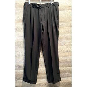 George Men’s Black Pleated Dress Slacks Pants Size 34x30 Cuffed Polyester